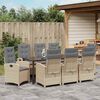 vidaXL Garten Essgruppe mit Kissen 9 pcs Beige Poly-Rattan