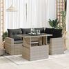 vidaXL 5-tlg. Garten-Sofagarnitur mit Kissen Hellgrau Poly Rattan