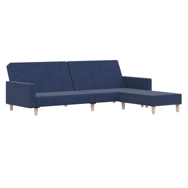 vidaXL Schlafsofa 2-Sitzer mit Fu&szlig;hocker Blau Stoff