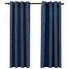 vidaXL Verdunkelungsvorh&auml;nge &Ouml;sen Leinenoptik 2 Stk. Blau 140x175 cm