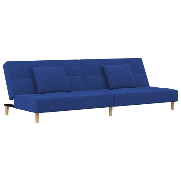 vidaXL Schlafsofa 2-Sitzer mit 2 Kissen & Hocker Blau Stoff