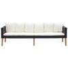 vidaXL 4-tlg. Garten-Lounge-Set mit Auflagen Poly Rattan Schwarz