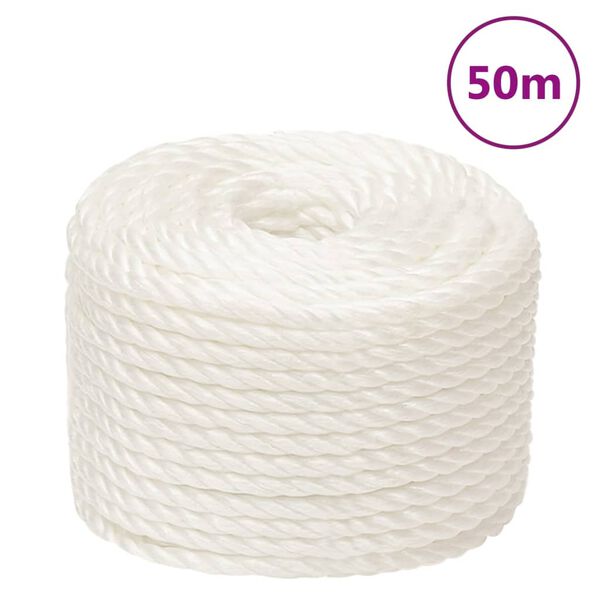 vidaXL Arbeitsseil Wei&szlig; 14 mm 50 m Polypropylen