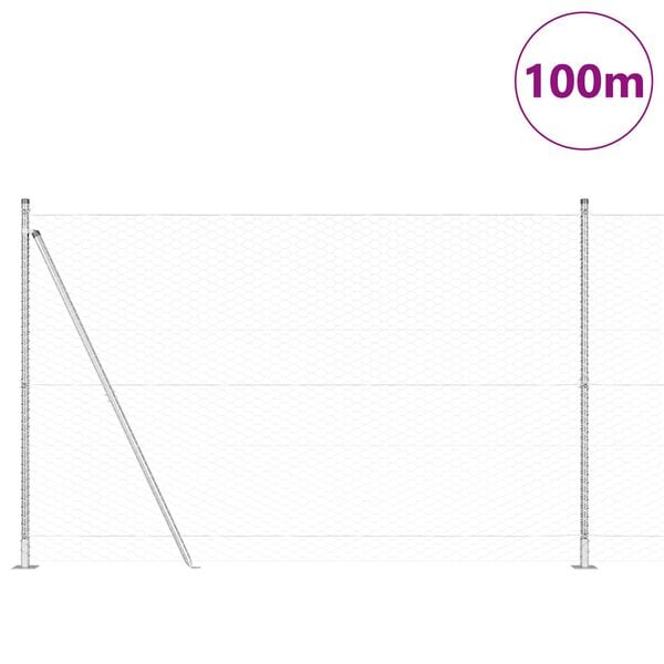 vidaXL Zaunpfosten Silber 100 x 1,4 m (36 mm Maschenweite) Stahl