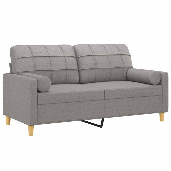 vidaXL 2-Sitzer-Sofa mit Kissen Hellgrau 140 cm Stoff