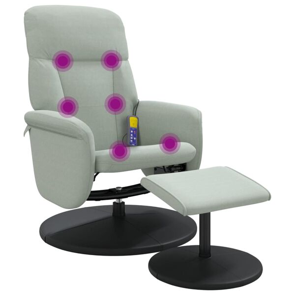 vidaXL Massagesessel mit Fu&szlig;hocker Hellgrau Samt