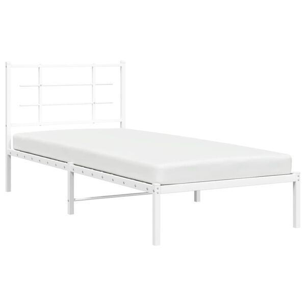vidaXL Bettgestell mit Kopfteil Metall Wei&szlig; 90x200 cm