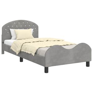 vidaXL Kinderbettgestell mit Kopfteil Hellgrau 90 x 190 cm Samt