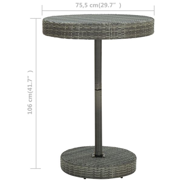 vidaXL Gartentisch Grau 75,5x106 cm Poly Rattan