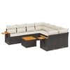 vidaXL 9-tlg. Garten-Sofagarnitur mit Kissen Schwarz Poly Rattan