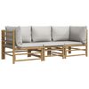 vidaXL 3-tlg. Garten-Lounge-Set mit Hellgrauen Kissen Bambus