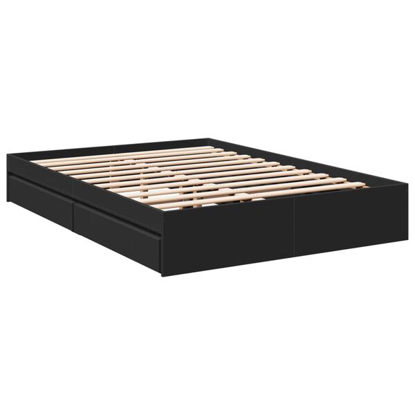vidaXL Bettgestell mit Schubladen Schwarz 140x200 cm Holzwerkstoff