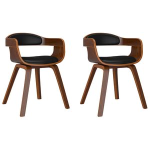 vidaXL Esszimmerst&uuml;hle 2 Stk. Schwarz Bugholz und Kunstleder