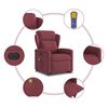 vidaXL Elektrischer Massagesessel mit Aufstehhilfe Weinrot Stoff