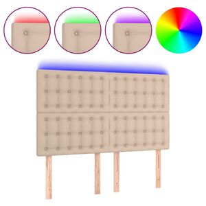 vidaXL LED Kopfteil Cappuccino-Braun 144x5x118/128cm Kunstleder