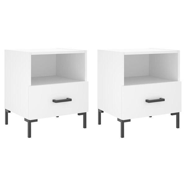 vidaXL Nachttische 2 Stk. Wei&szlig; 40x35x47,5 cm Holzwerkstoff