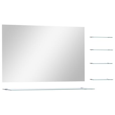 vidaXL Wandspiegel mit 5 Ablagen Silbern 100x60 cm