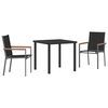 vidaXL Garten Essgruppe 3 pcs Schwarz Pulverbeschichteter Stahl