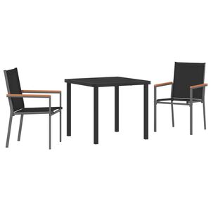 vidaXL Garten Essgruppe 3 pcs Schwarz Pulverbeschichteter Stahl