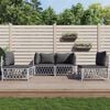 vidaXL 4-tlg. Garten-Lounge-Set mit Kissen Wei&szlig; Stahl