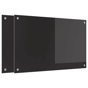 vidaXL K&uuml;chenr&uuml;ckwand 2 pcs Schwarz 80 x 50 cm Geh&auml;rtetes Glas