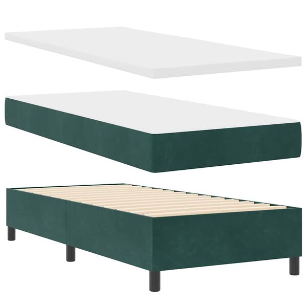 vidaXL Boxspringbett mit Matratze Dunkelgr&uuml;n 80 x 200 cm Samt