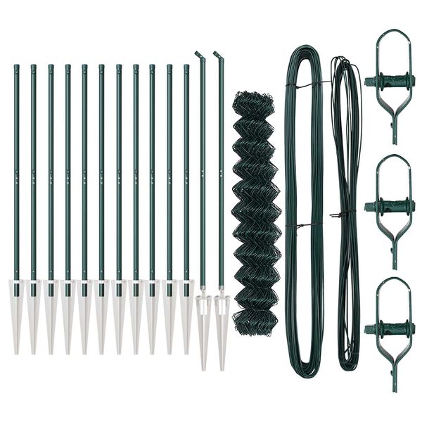 vidaXL Zaunpfosten Grün 25 x 1 m (40 x 40 mm Maschen) Stahl und PVC