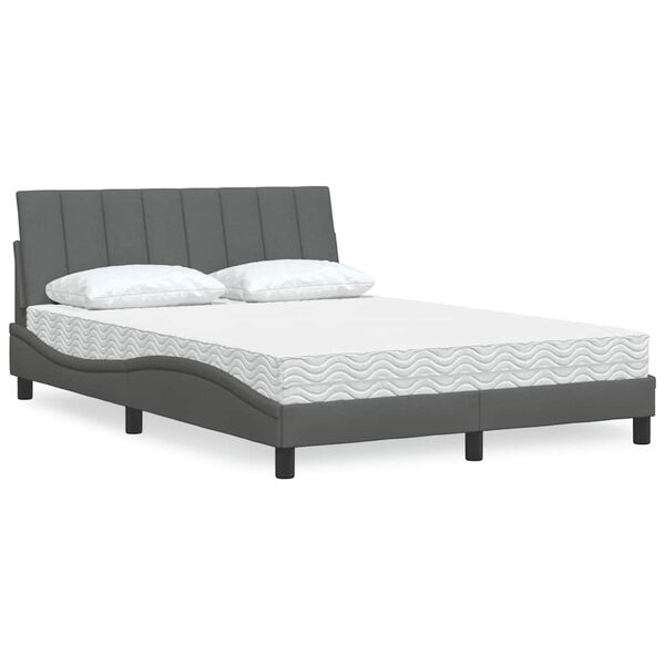 vidaXL Bett mit Matratze "Hanko" Dunkelgrau 120x200 cm Stoff