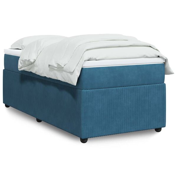 vidaXL Boxspringbett mit Matratze Dunkelblau 80x200 cm Samt