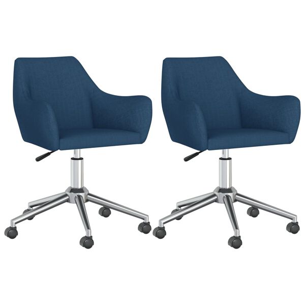vidaXL Esszimmerst&uuml;hle 2 Stk. Drehbar Blau Stoff