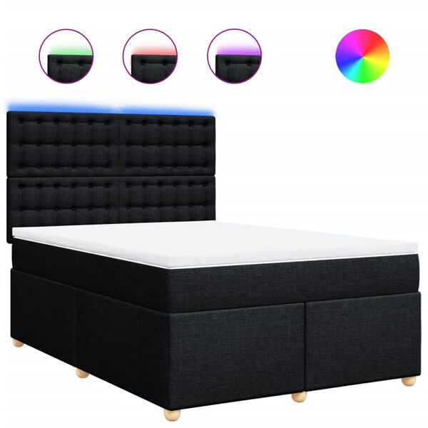 vidaXL Boxspringbett mit Matratze Schwarz 160x200 cm Stoff