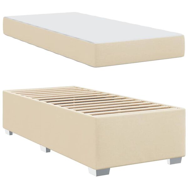 vidaXL Bettrahmen mit Matratze Creme 90 x 200 cm Stoff