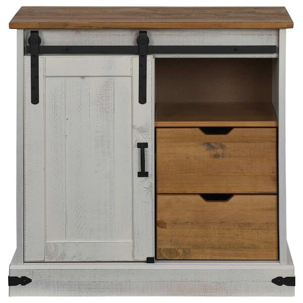 vidaXL Sideboard HALDEN mit Schiebet&uuml;r Wei&szlig; 80x40x80 cm Massivholz