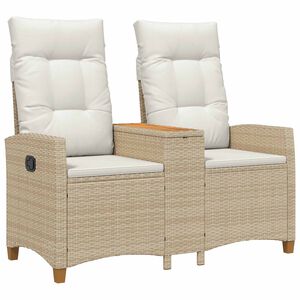 vidaXL Liegebank mit Tisch 2 -Seater 126 x 65 x 112 cm Poly-Rattan