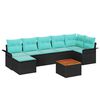 vidaXL Gartensofa-set 8 pcs Schwarz und T&uuml;rkis Poly-Rattan