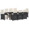 vidaXL Garten Essgruppe mit Kissen 9 pcs Schwarz Poly-Rattan