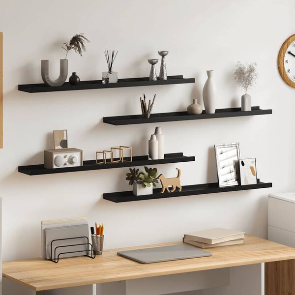 vidaXL Wandregale 4 Stk. Schwarz 80x9x3 cm