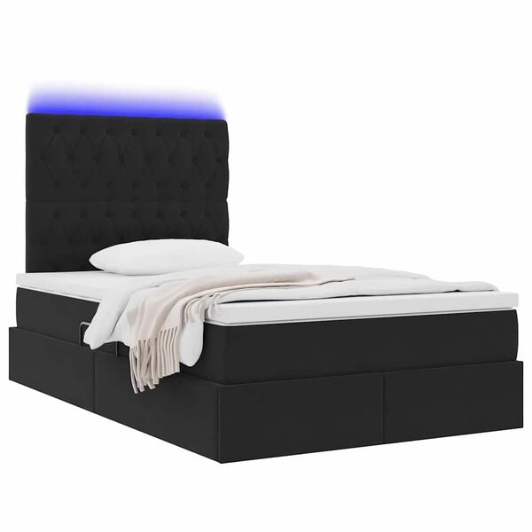 vidaXL Bett mit Stauraum und LED Schwarz 120 x 200 cm Samt