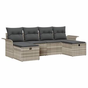 vidaXL Gartensofa-set 6 stk. Hellgrau Poly-Rattan