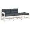 vidaXL 3-tlg. Garten-Lounge-Set mit Kissen Wei&szlig; Massivholz