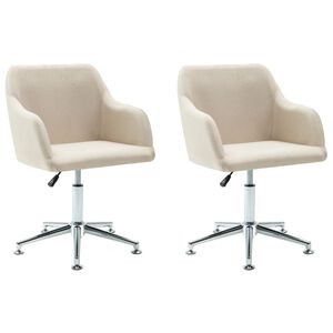 vidaXL Esszimmerst&uuml;hle Drehbar 2 Stk. Cremewei&szlig; Stoff