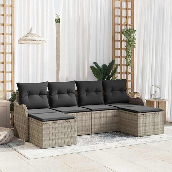 vidaXL Gartensofa-set Hellgrau Poly-Rattan