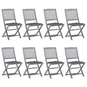 vidaXL Klappbare Gartenst&uuml;hle 8 Stk. mit Kissen Massivholz Akazie