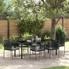 vidaXL Garten Essgruppe 7 pcs Schwarz PE-Rattan