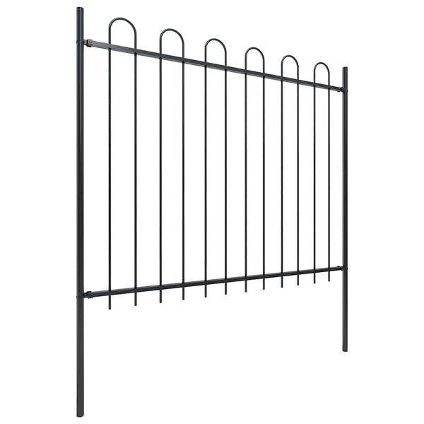 vidaXL Gartenzaun mit Rundbogen Stahl 714,5 x 150 cm Schwarz