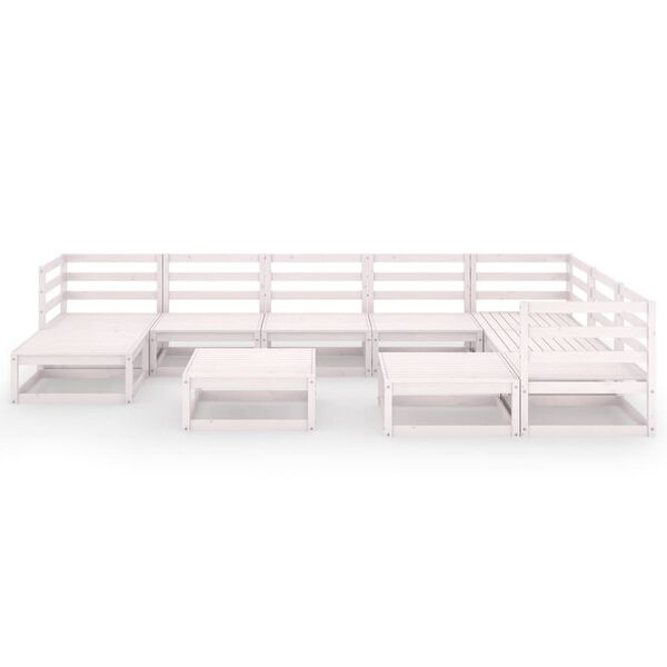 vidaXL 10-tlg. Garten-Lounge-Set Wei&szlig; Kiefer Massivholz