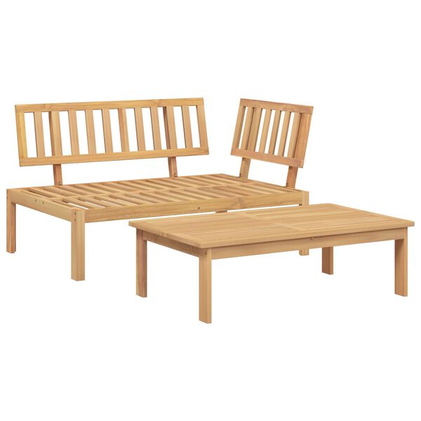 vidaXL Sofa Set mit Kissen Uni 2 pcs Grau Massivholz Akazie