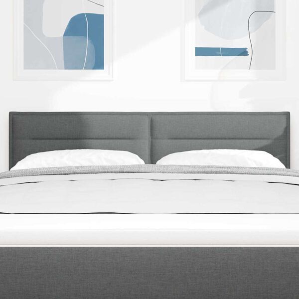 vidaXL LED Kopfteil mit LED-Lichtleisten Dunkelgrau 144 cm Polyester