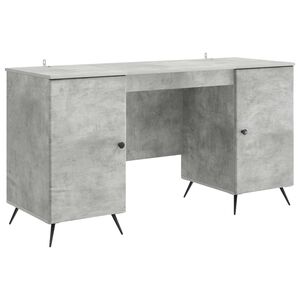 vidaXL Schreibtisch mit T&uuml;r Betongrau 142,5 x 50 x 75 cm Holzwerkstoff