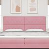 vidaXL LED Kopfteil mit LED-Lichtleisten Rosa 200 cm Polyester